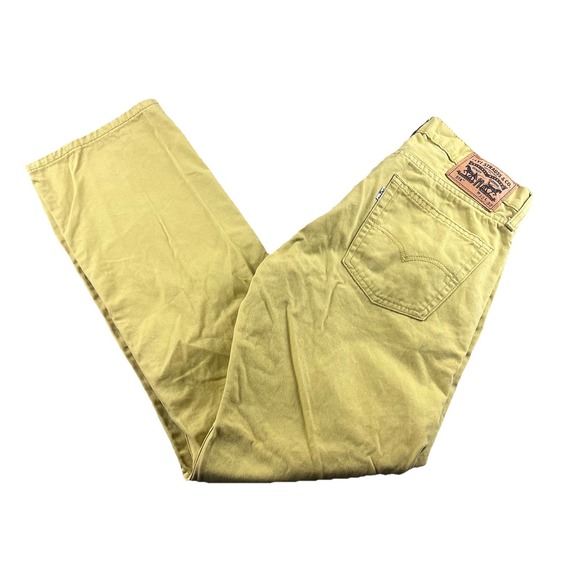 Vtg Levis 514 Straight Leg Denim Jeans Mustard Yellow Mens 32x31 White Tab - Picture 1 of 15
